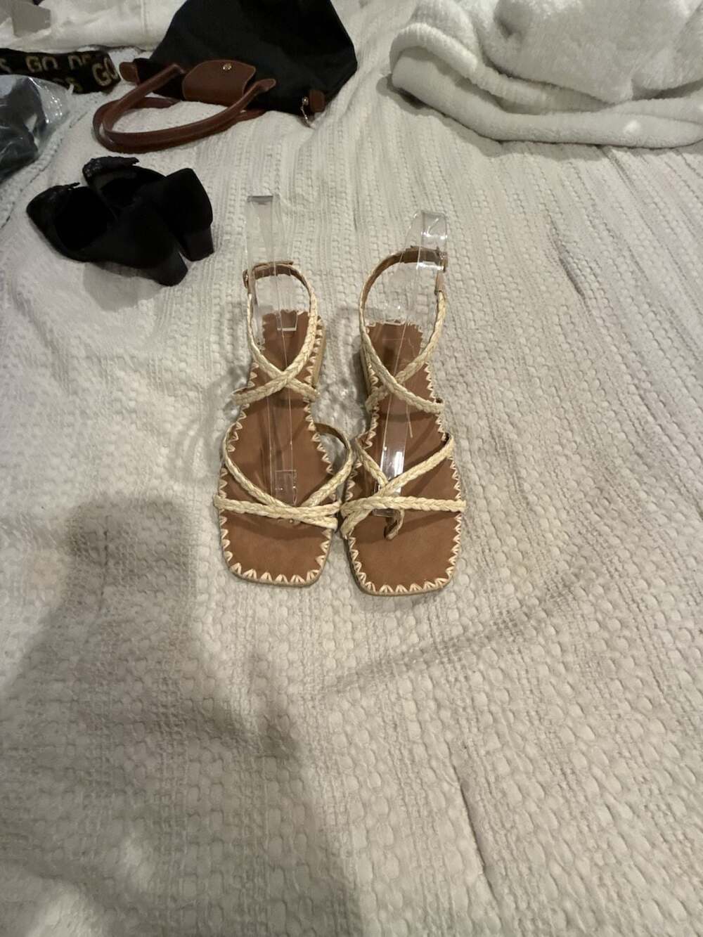 Dolce Vita Women's Brinn Ankle Strap Flat Sandal in Light Natural Raffia